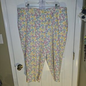 Kim‎ Rogers Sport 24W Floral Print Cotton Blend Capri Pants Plus Size Womens